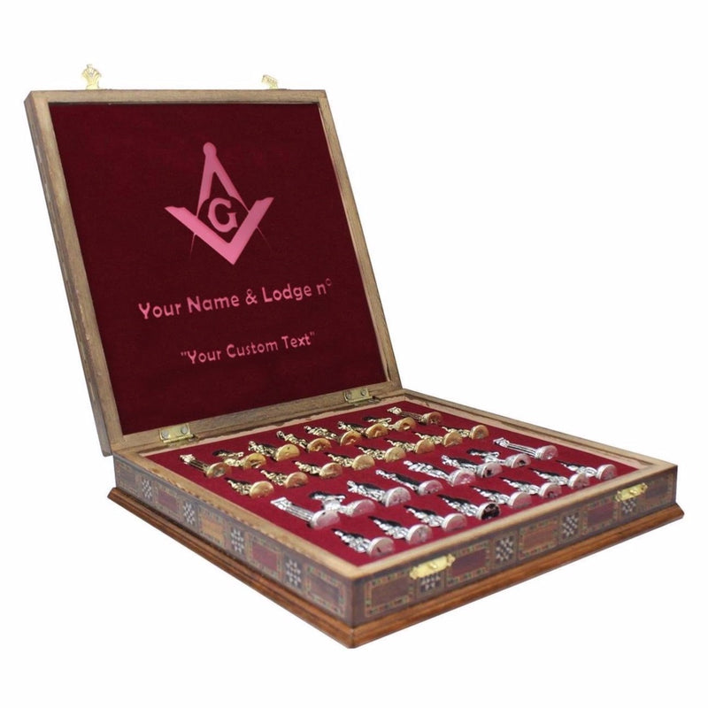Master Mason Pattern Subtle Home Master Mason Blue Lodge Chess Set - Hand Workmanship Patterns