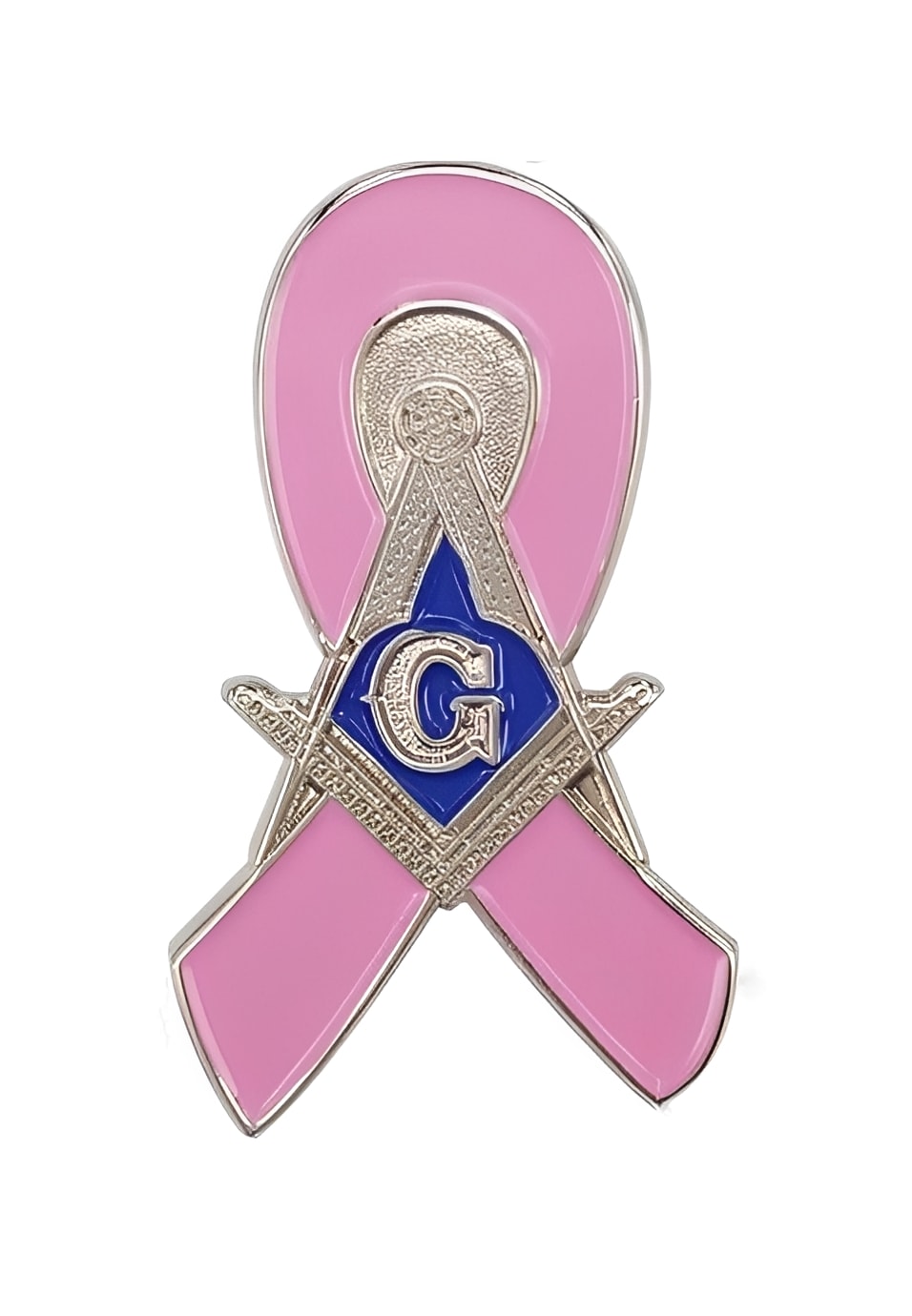 Master Mason Blue Lodge Lapel Pin - Breast Cancer Awareness Silver Square & Compass G - Bricks Masons