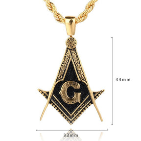 Master Mason Blue Lodge Pendant - Black and Gold Square and Compass G - Bricks Masons