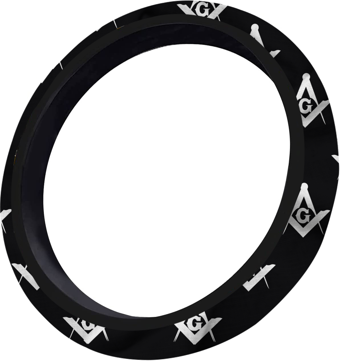 Master Mason Blue Lodge Steering Wheel Cover - White & Gold - Bricks Masons