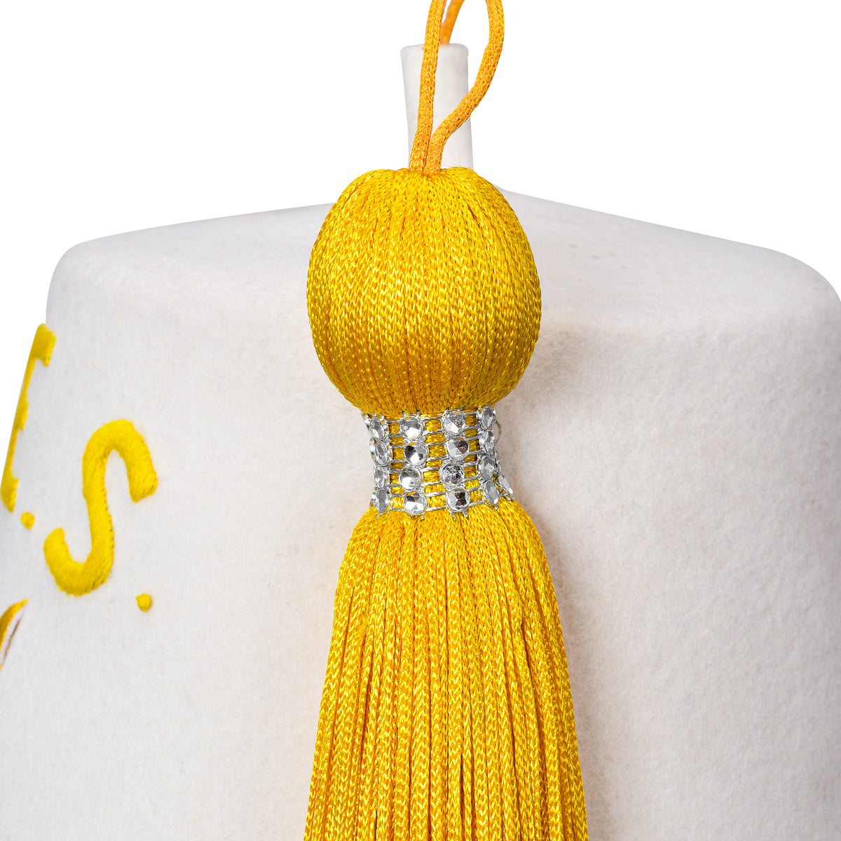 OES Fez Hat - White With Gold Tassel - Bricks Masons
