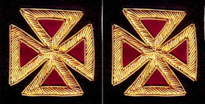 Past Grand Commander Knights Templar Commandery Frock Coat Sleeve Patch - Bullion Embroidery - Bricks Masons