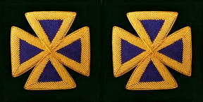 Past Grand Commander Knights Templar Frock Coat Sleeve Patch - Purple Bullion Embroidery - Bricks Masons
