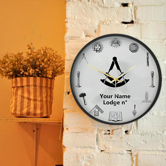 Past Master Blue Lodge Clock - Frame with LED - Bricks Masons