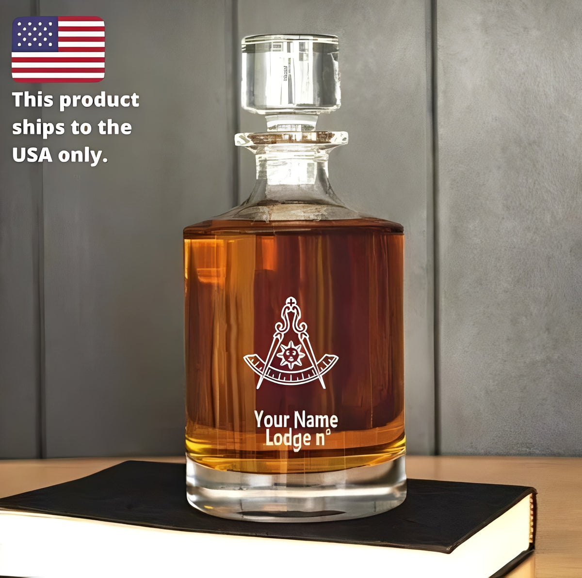 Past Master Blue Lodge California Regulation Decanter - 30 oz. - Bricks Masons