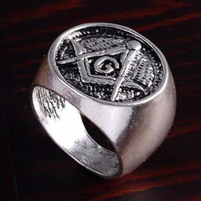 Master Mason Blue Lodge Ring - Silver Stainless Steel - Bricks Masons