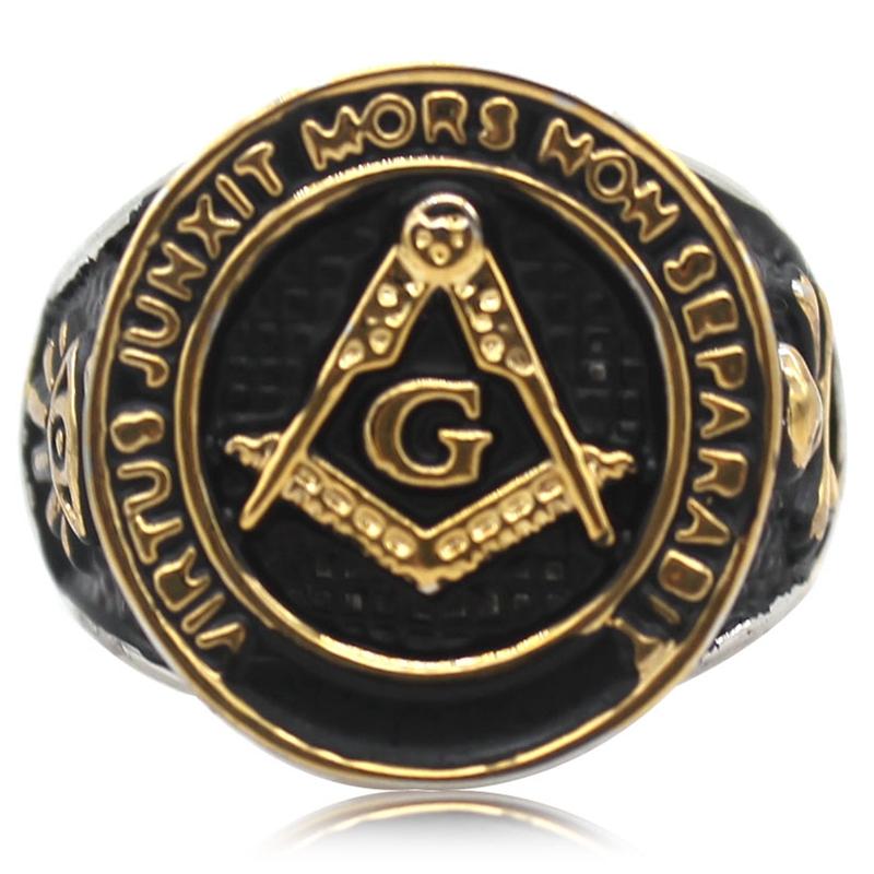 Master Mason Blue Lodge Ring - Square and Compas G VIRTUS JUNXIT MORS NON SEPARABIT - Bricks Masons