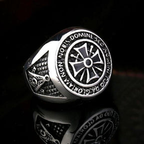 Knights Templar Silver Masonic Ring - Bricks Masons