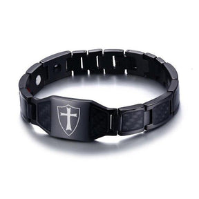 Knights Templar Commandery Bracelet - Cross Carbon Fiber Magnetic - Bricks Masons