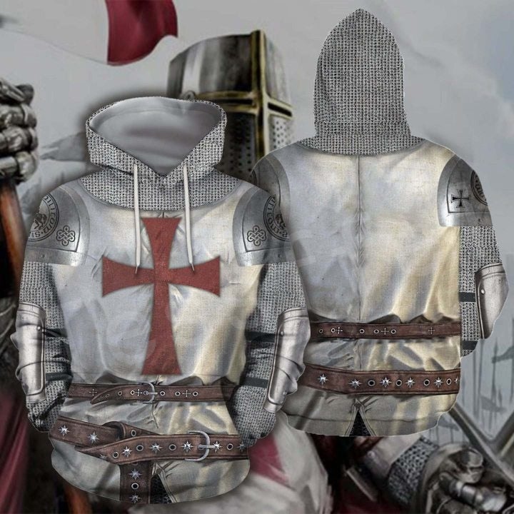 Knights Templar Commandery Hoodie - Casual Knight Templar Armor 3D Print Pullover - Bricks Masons