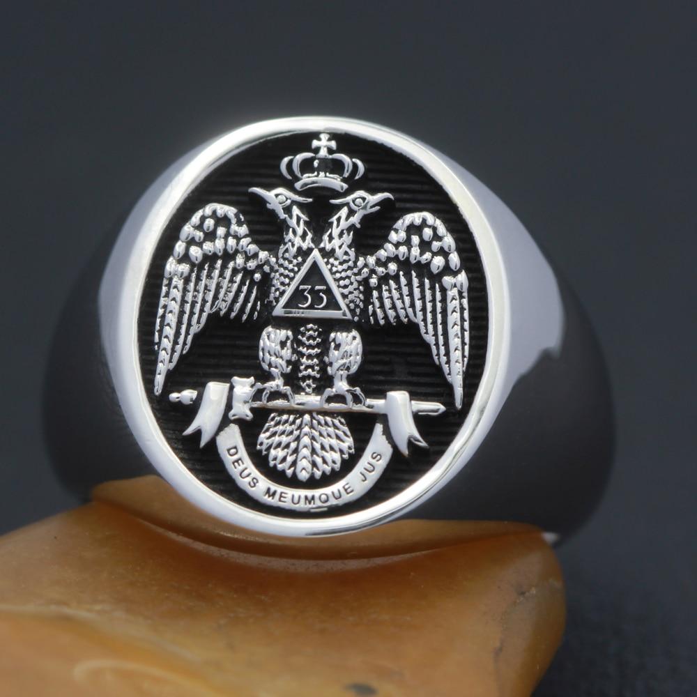 33rd Degree Scottish Rite Ring - Black Oval 925 sterling silver - Bricks Masons