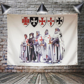Knights Templar Commandery Flag - Warriors White - Bricks Masons