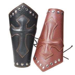 Knights Templar Commandery Cuff - Medieval Armor Wide Leather Bracers - Bricks Masons