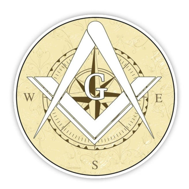 Master Mason Blue Lodge Sticker Decal - 5" Square and Compass G Vinyl - Bricks Masons