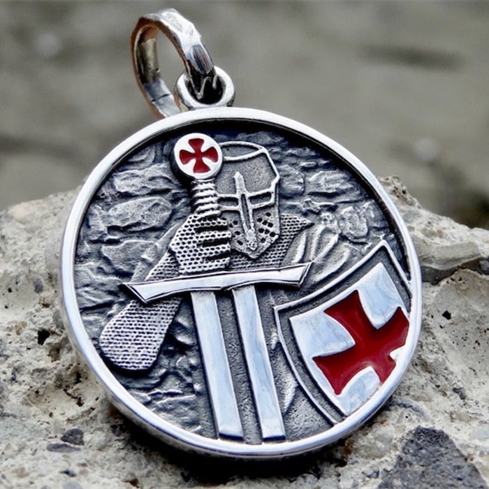 Knights Templar Commandery Necklace - Shield Cross - Bricks Masons