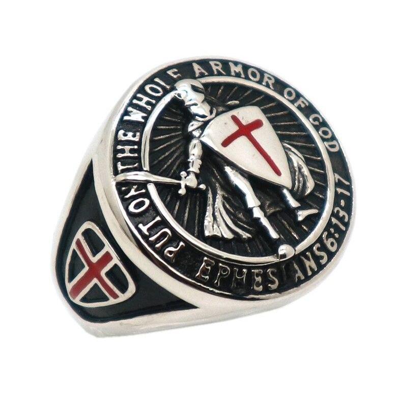 Knights Templar Commandery Ring - "Put On The Whole Armor Of God" Cross - Bricks Masons