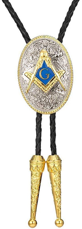 Master Mason Blue Lodge Bolo Tie - Square and Compass With G - Bricks Masons