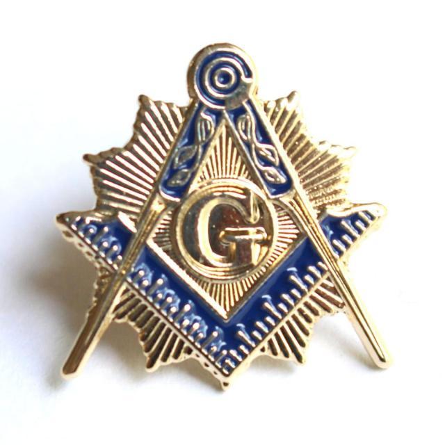 Master Mason Blue Lodge Lapel Pin - Gold & Blue Material - Bricks Masons