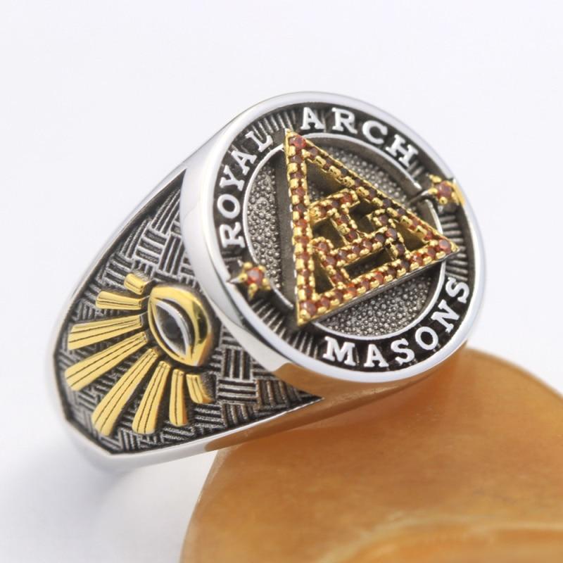 Royal Arch Chapter Ring - Triple Tau Sterling Silver - Bricks Masons