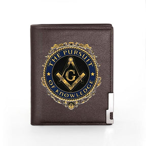 Master Mason Blue Lodge Wallet - Compass Square With G with Credit Card Holder (black, brown) - Bricks Masons