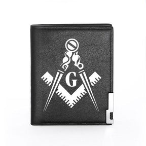 Master Mason Blue Lodge Wallet - Compass & Square G with Credit Card Holder (black, brown) - Bricks Masons