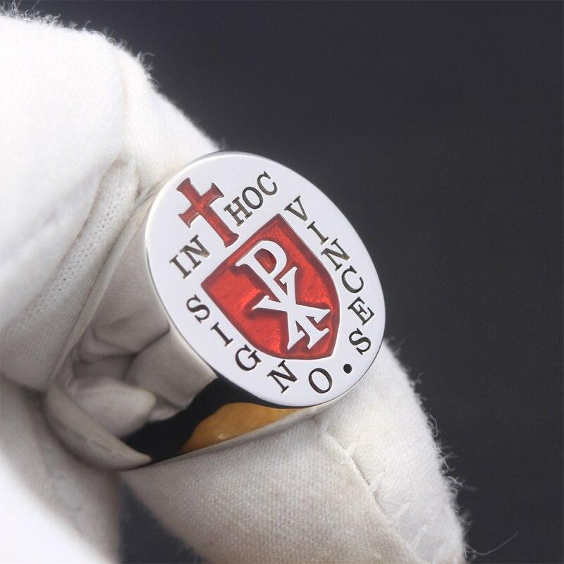 Red Cross of Constantine Ring - 925 Sterling Silver - Bricks Masons