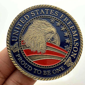 Master Mason Blue Lodge Coin - US Army Navy Air Force Marine Corps Coast Guard - Bricks Masons