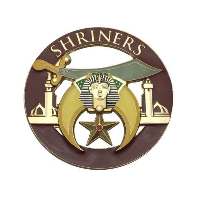 Shriners Car Emblem - 3" Minarets (White/Red/Green) Medallion - Bricks Masons