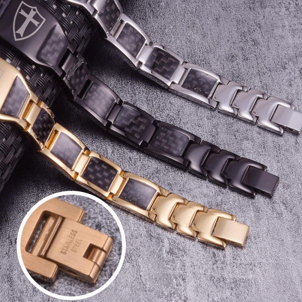 Knights Templar Commandery Bracelet - Carbon Fiber Magnetic (Black/Gold/Silver) - Bricks Masons