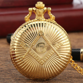 Master Mason Blue Lodge Pocket Watch - Square Compass G Gold - Bricks Masons