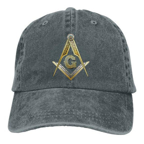 Master Mason Blue Lodge Baseball Cap - Compass and Square G Adjustable - Bricks Masons