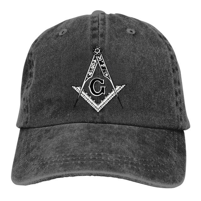 Master Mason Blue Lodge Baseball Cap - Square Compass G Symbol Adjustable Denim - Bricks Masons