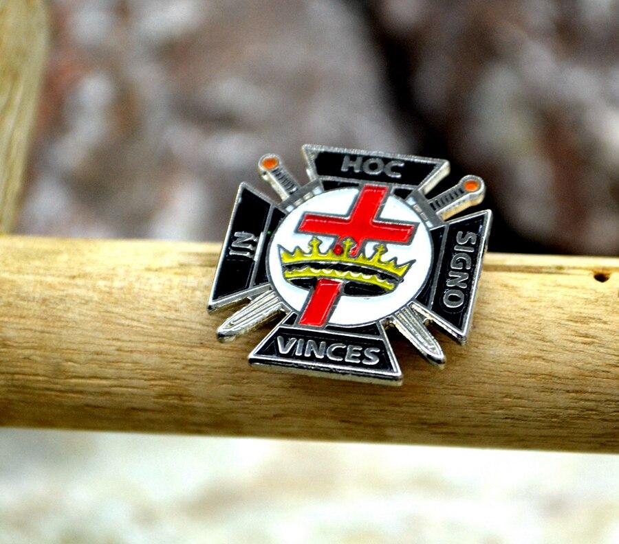 Knights Templar Commandery Lapel Pin - IN HOC SIGNO VINCES - Silver - Bricks Masons