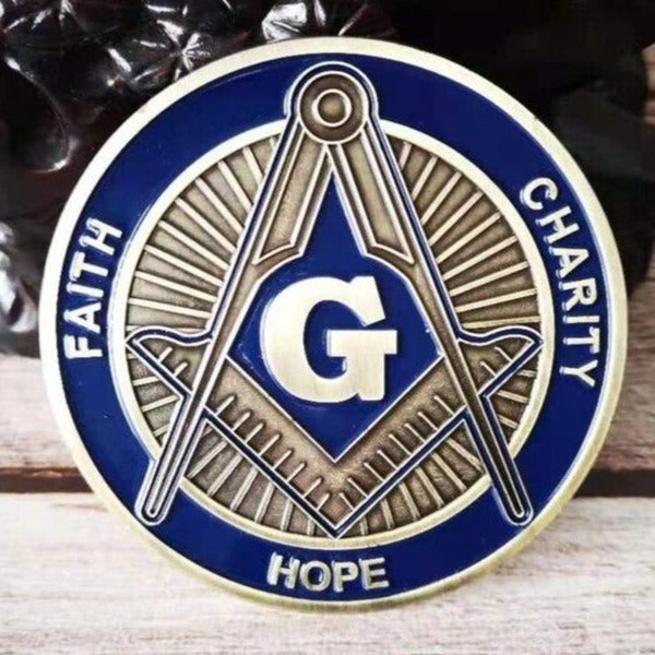 Master Mason Blue Lodge Car Emblem - FAITH HOPE CHARITY - Bricks Masons