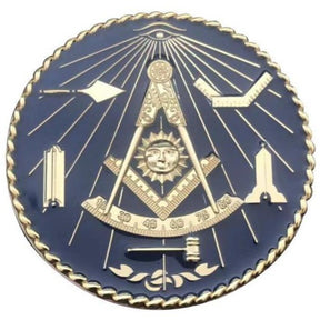 Past Master Blue Lodge Car Emblem - Tools Gold Plated - Bricks Masons