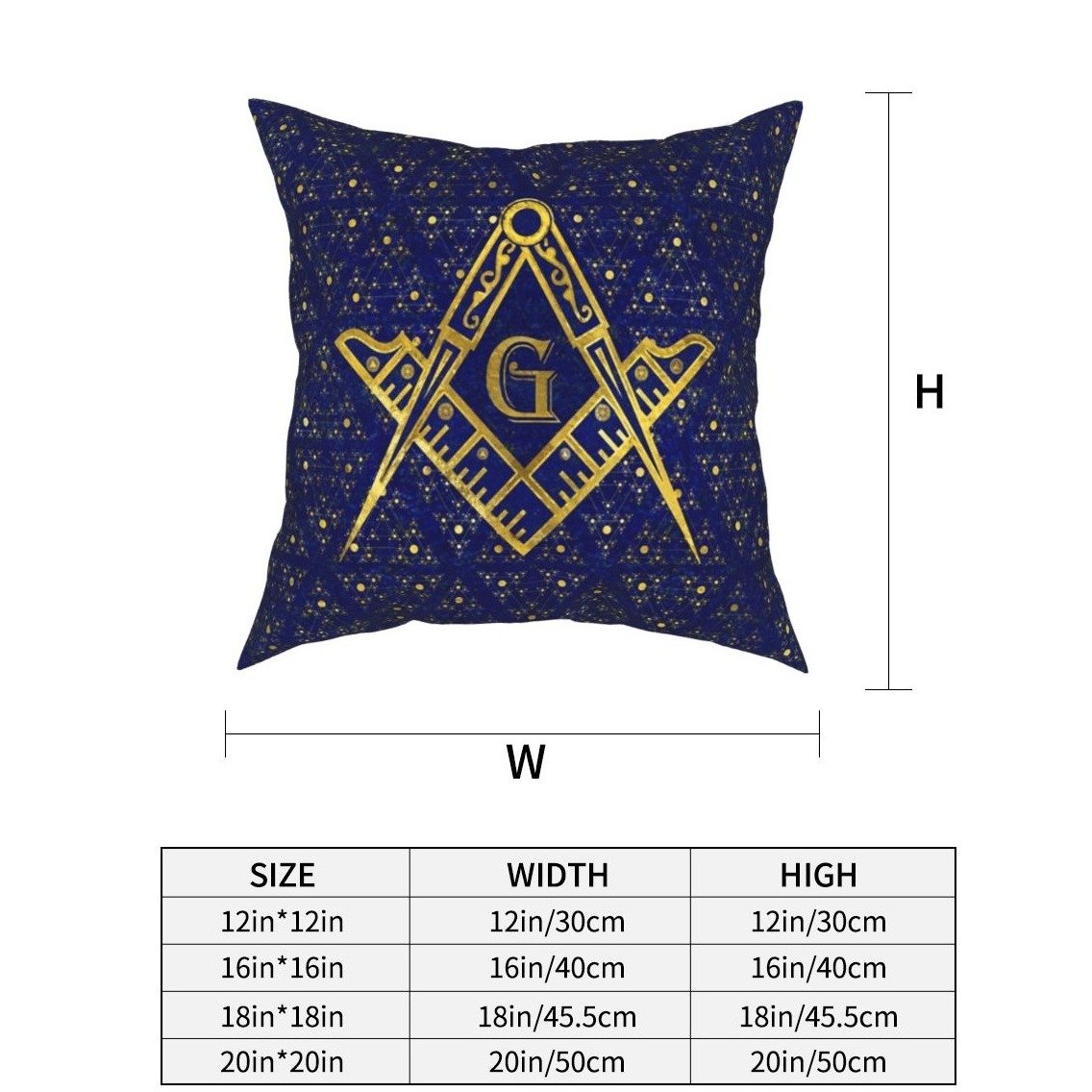 Master Mason Blue Lodge Pillowcase - Compass & Square G Blue night - Bricks Masons