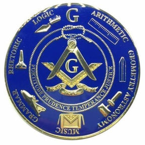 Master Mason Blue Lodge Car Emblem - Compass & Square G (Blue/Black) Medallion - Bricks Masons