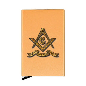 Master Mason Blue Lodge Wallet - Faith Hope Charity, Popup Credit Card - Bricks Masons