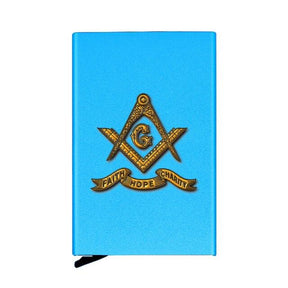 Master Mason Blue Lodge Wallet - Faith Hope Charity, Popup Credit Card - Bricks Masons