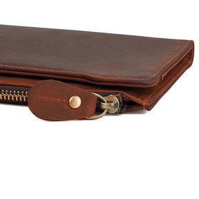 Widows Sons Wallet - Genuine Leather & Credit Card Holder Zipper Brown - Bricks Masons