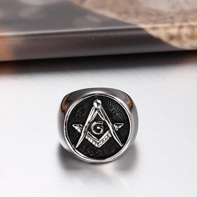 Master Mason Blue Lodge Ring - Silver Plated - Bricks Masons