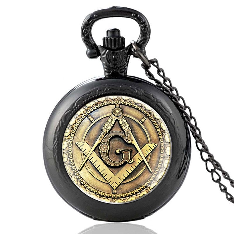 Master Mason Blue Lodge Pocket Watch - Compass and Square G - Bricks Masons