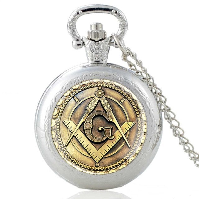 Master Mason Blue Lodge Pocket Watch - Compass and Square G - Bricks Masons