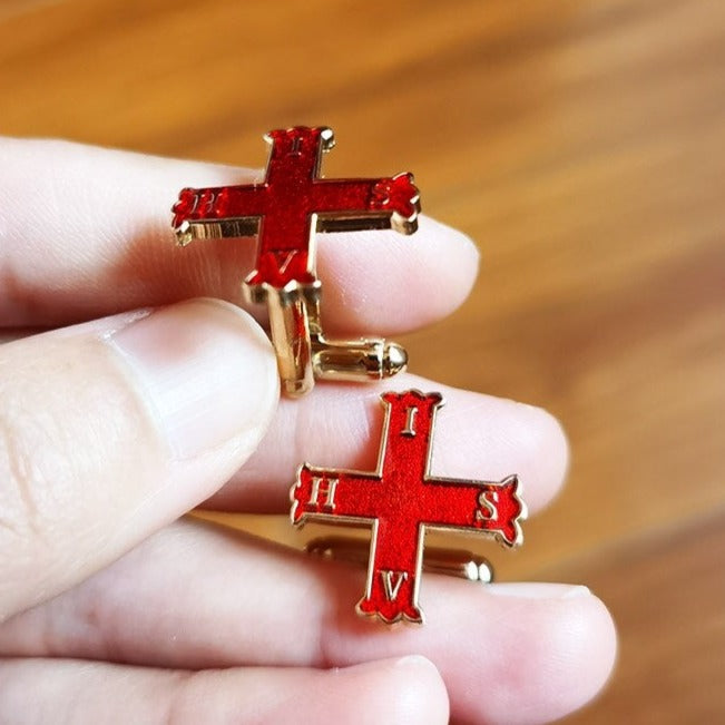 Red Cross of Constantine Cufflink - Metal - Bricks Masons