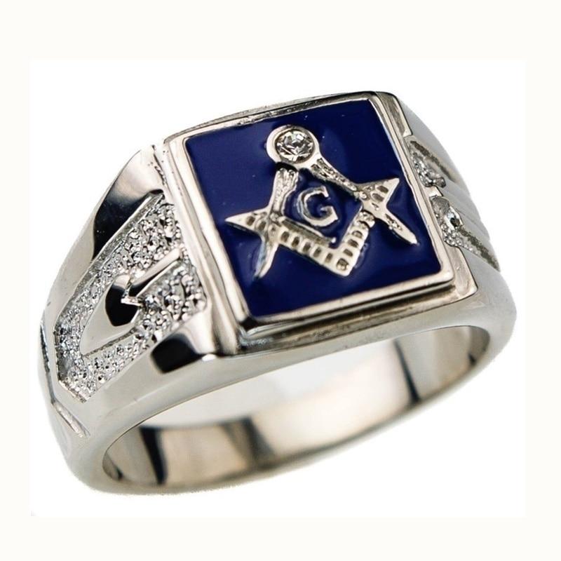 Master Mason Blue Lodge Ring - Square & Compass G Stainless Steel (Black/blue/red) - Bricks Masons