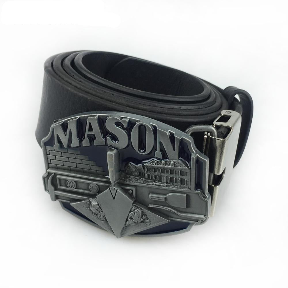 Masonic Buckle & Belt - Black Enameled - Bricks Masons