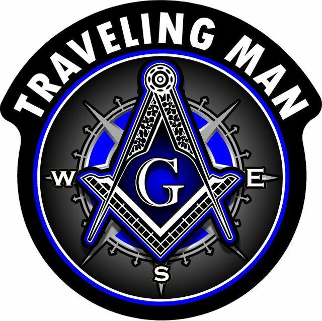 Master Mason Blue Lodge Sticker Decal - Square & Compass G "Traveling Man" - Bricks Masons