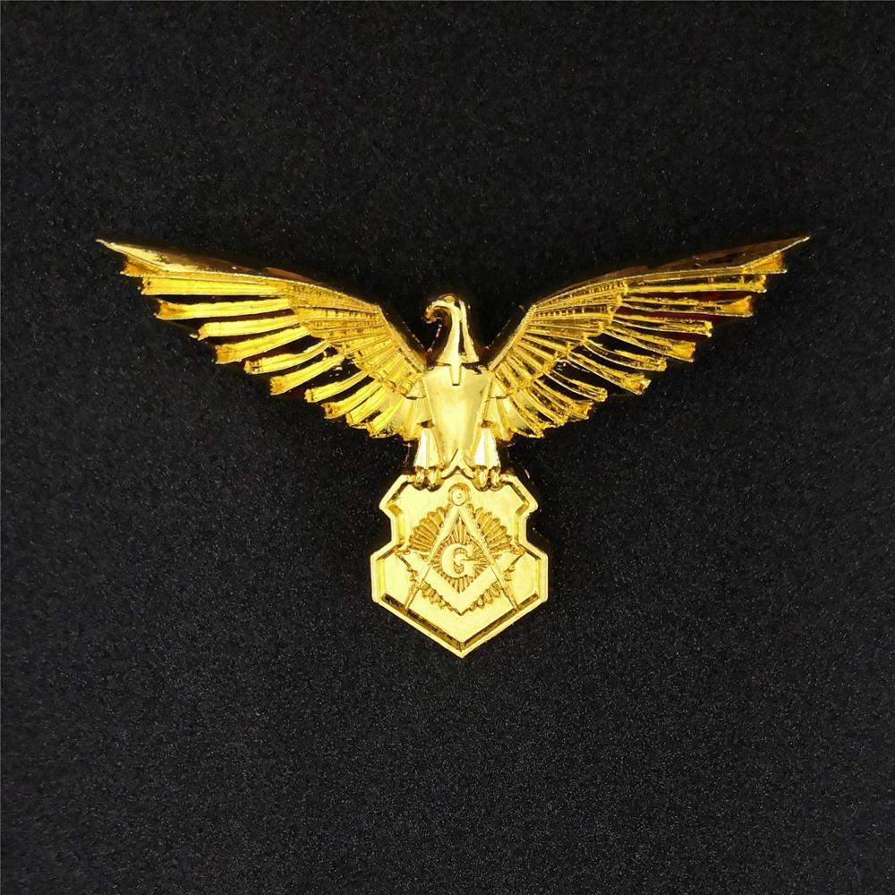 Master Mason Blue Lodge Lapel Pin - Eagle Dividers Trisquare Silver & Gold - Bricks Masons
