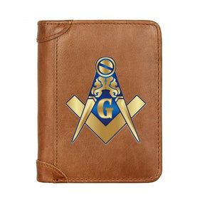 Master Mason Blue Lodge Wallet - Genuine Leather Black/Brown/Coffee - Bricks Masons