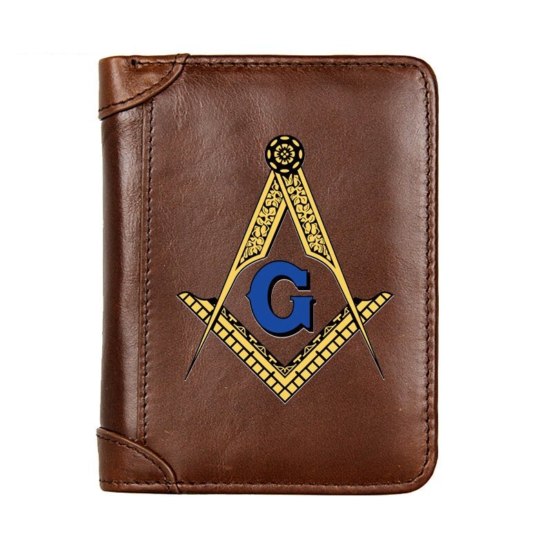 Master Mason Blue Lodge Wallet - Genuine Leather With Credit Card Holder (Black/Brown/Coffee) - Bricks Masons